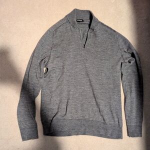 Express Quarter Zip Sweater Gray Merino Wool Blend Pullover Mens Size Medium